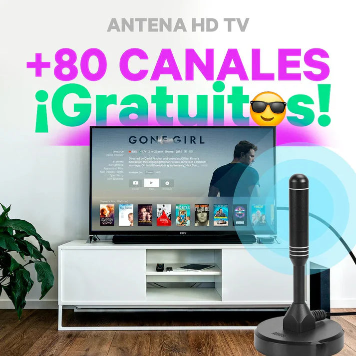 Antena ultra HD + 80 Canales Gratis